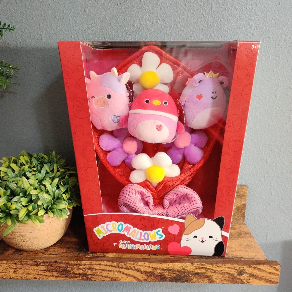 Valentine's Day Squishmallow bouquet NWT new in box micro set 3 Della Patty frog